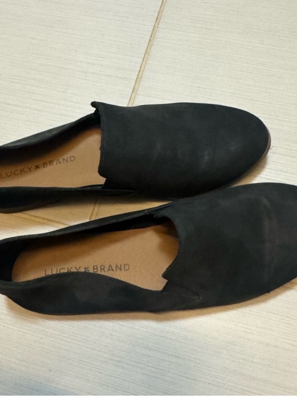 Lucky Brand Black Suede Slip-On Flats